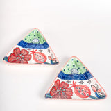 serveware Dance in a Flowerbed Ceramic Triangular Platters- Set of 2
