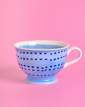 serveware Dotted Blue Handpainted Mug - Perfect for Maggi, Soup & Icecream Sundaes