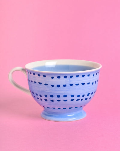 serveware Dotted Blue Handpainted Mug - Perfect for Maggi, Soup & Icecream Sundaes