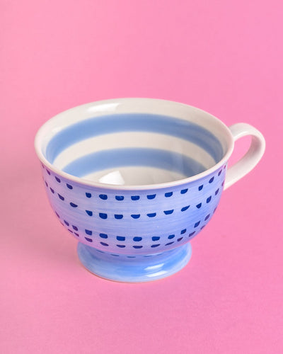 serveware Dotted Blue Handpainted Mug - Perfect for Maggi, Soup & Icecream Sundaes