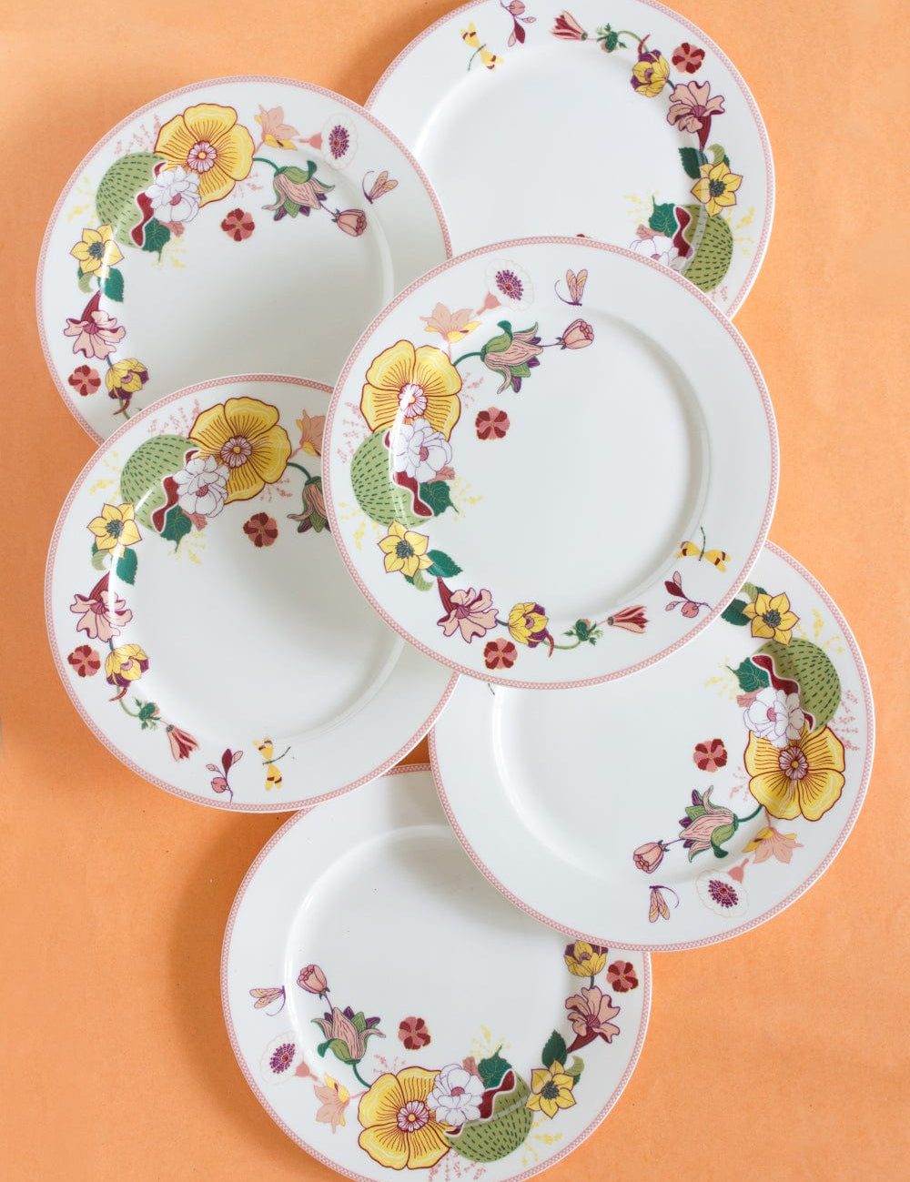 serveware Garden of Eden Fine China Ceramic Dinner Plates - Set of 6