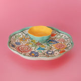 serveware Kelly Green Handpainted Chip & Dip Platter
