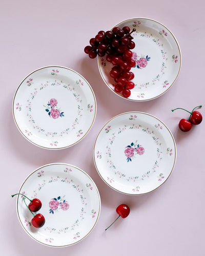 serveware Magique by The Wishing Chair: Portrait of a Rose 5.5" Snack Plates - Set of 4