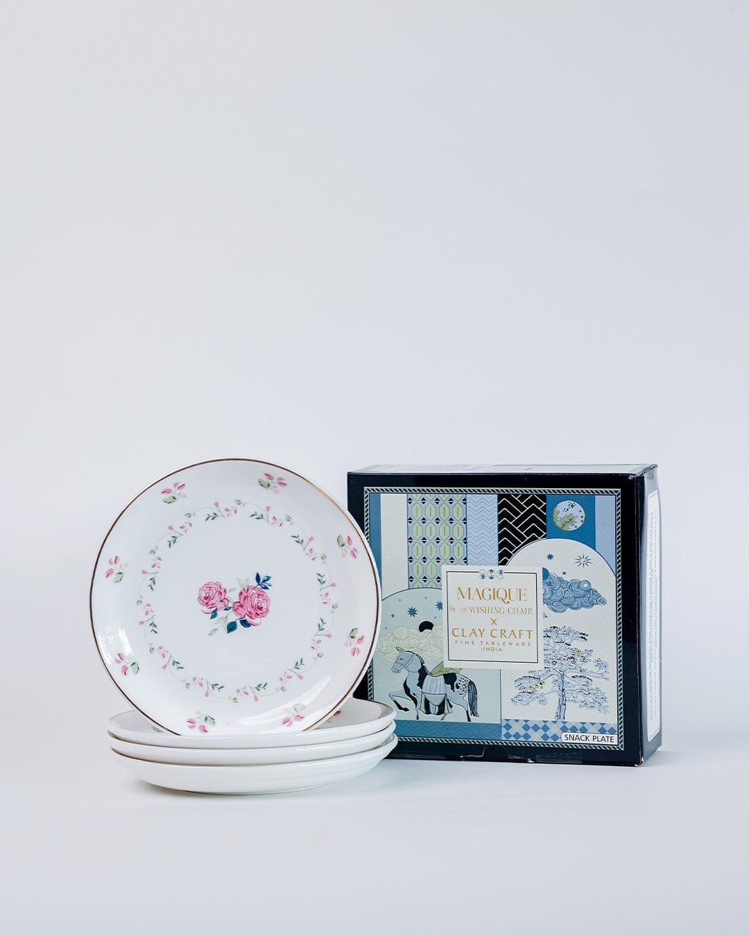 Magique by The Wishing Chair: Portrait of a Rose 5.5" fine china snack plates - Set of 4