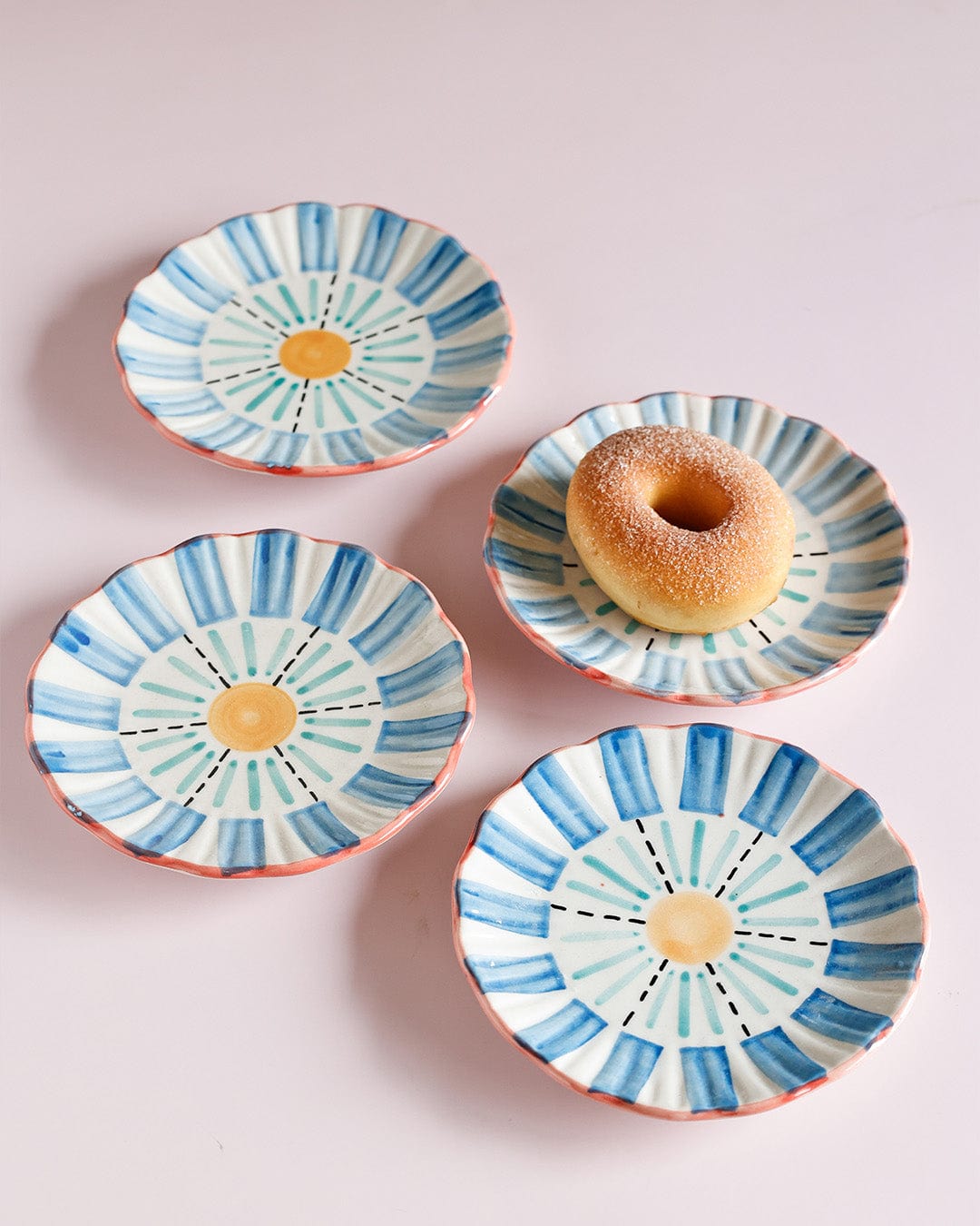 serveware Masquerade Ceramic Blue Snacks Plate Set of 4