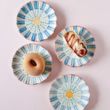 serveware Masquerade Ceramic Blue Snacks Plate Set of 4