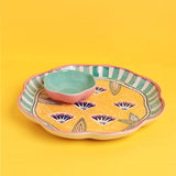 serveware Nira Handpainted Chip & Dip Platter