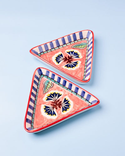 serveware Nira Handpainted Triangular Platters - Set of 2