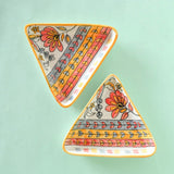 serveware Pink Horizon Hand Painted Triangular Platters - Set of 2