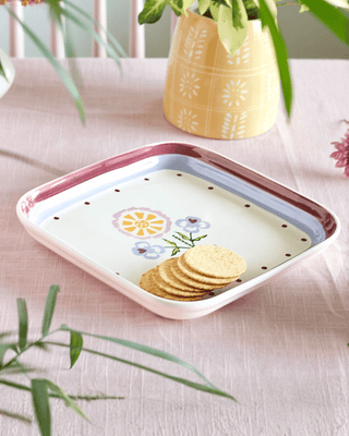 Serveware Sundrop Handpainted Ceramic Square Platter 20.5 cm