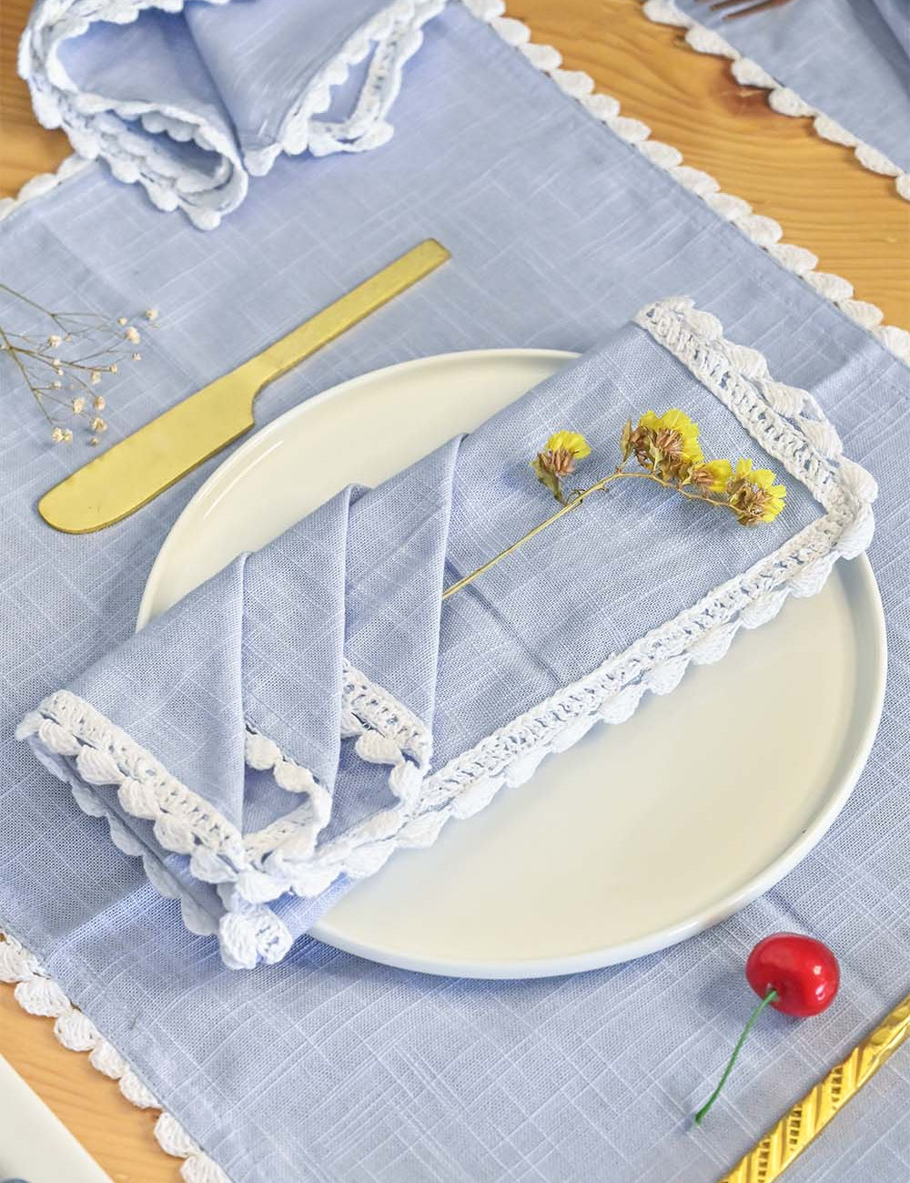 Silver Mist Hand Crochet Napkins - Set of 6