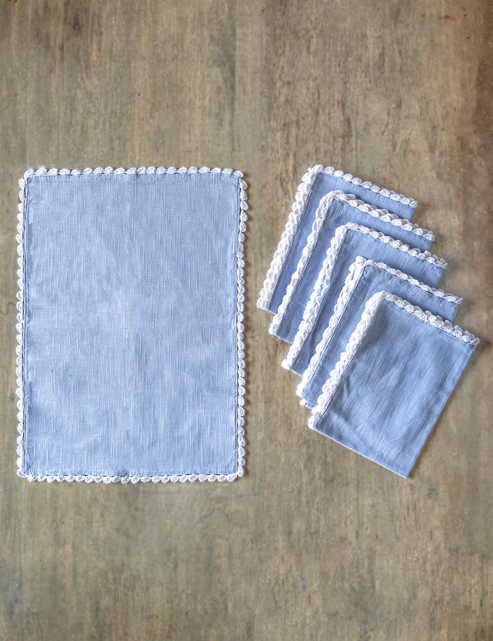 Silver Mist Hand Crochet Placemats - Set of 6
