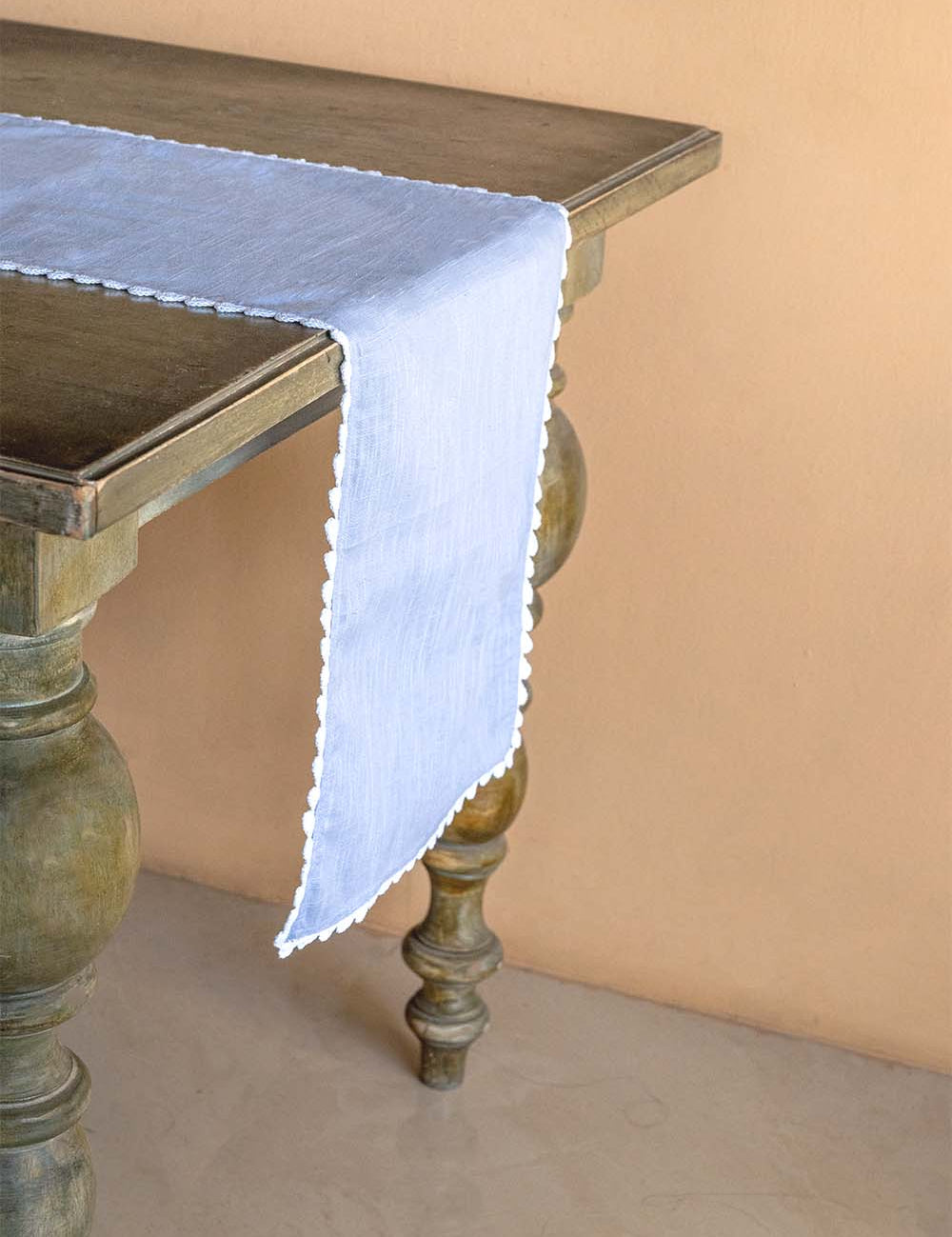 Silver Mist Hand Crochet Table Runner