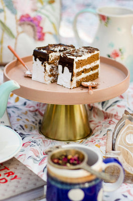 Silver Peonies Cakestand With Metallic Removable Stand