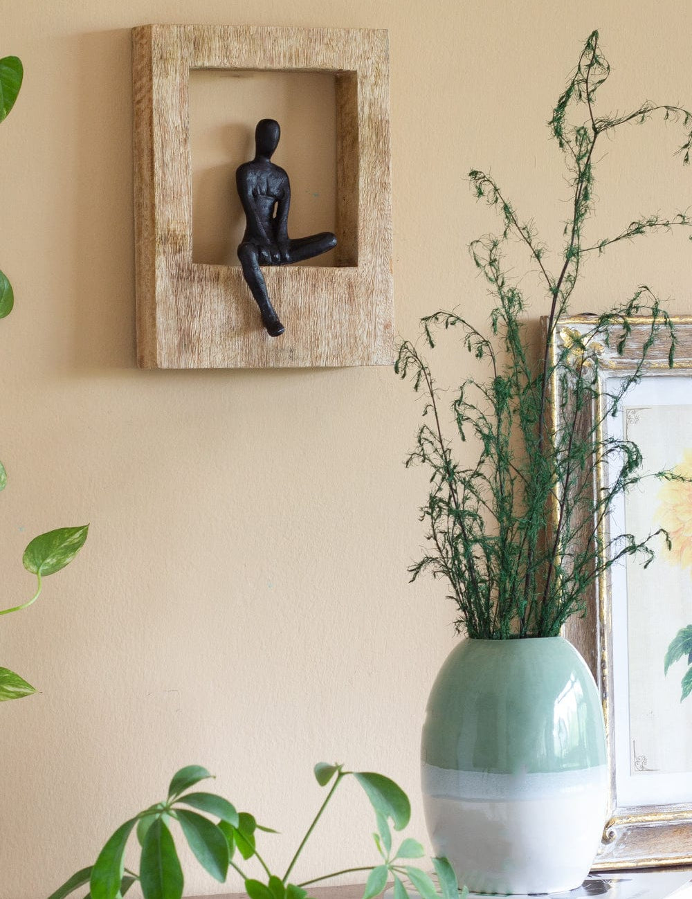 Sitting Man Wood & Metal Wall Décor Frame