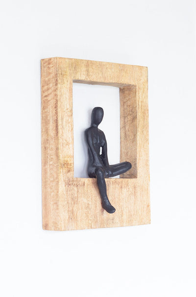 Sitting Man Wood & Metal Wall Décor Frame