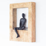Sitting Man Wood & Metal Wall Décor Frame