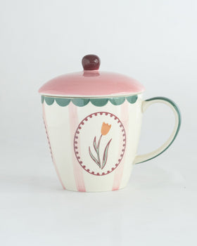 Skylark Handpainted Ceramic Coffee Mug With Lid 385 ml