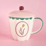 Skylark Handpainted Ceramic Coffee Mug With Lid 385 ml