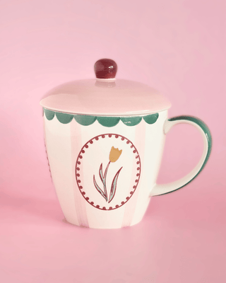 Skylark Handpainted Ceramic Coffee Mug With Lid 385 ml
