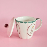 Skylark Handpainted Ceramic Coffee Mug With Lid 385 ml