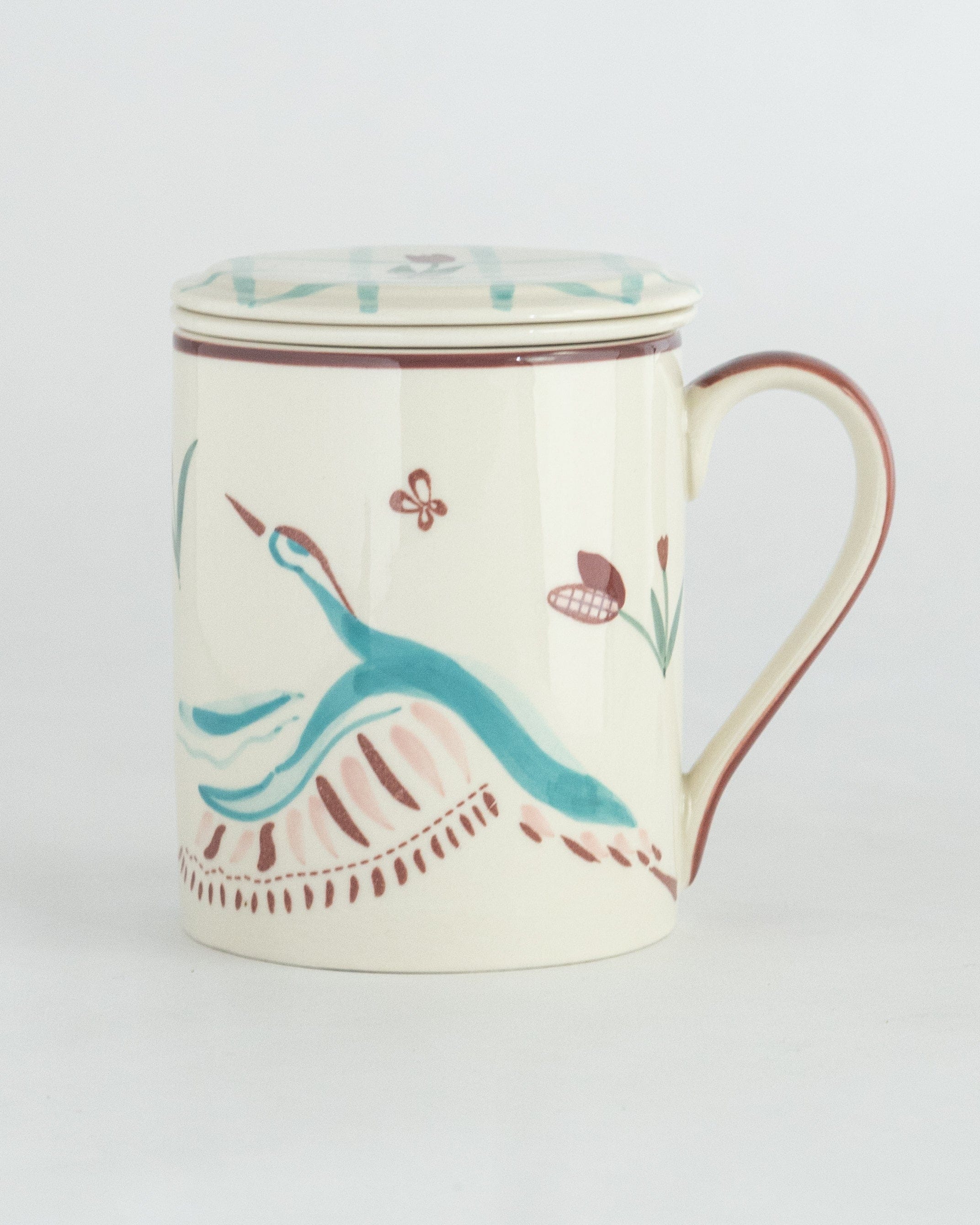 Skylark Handpainted Ceramic Infuser Mug with Lid 410 ml