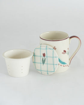 Skylark Handpainted Ceramic Infuser Mug with Lid 410 ml