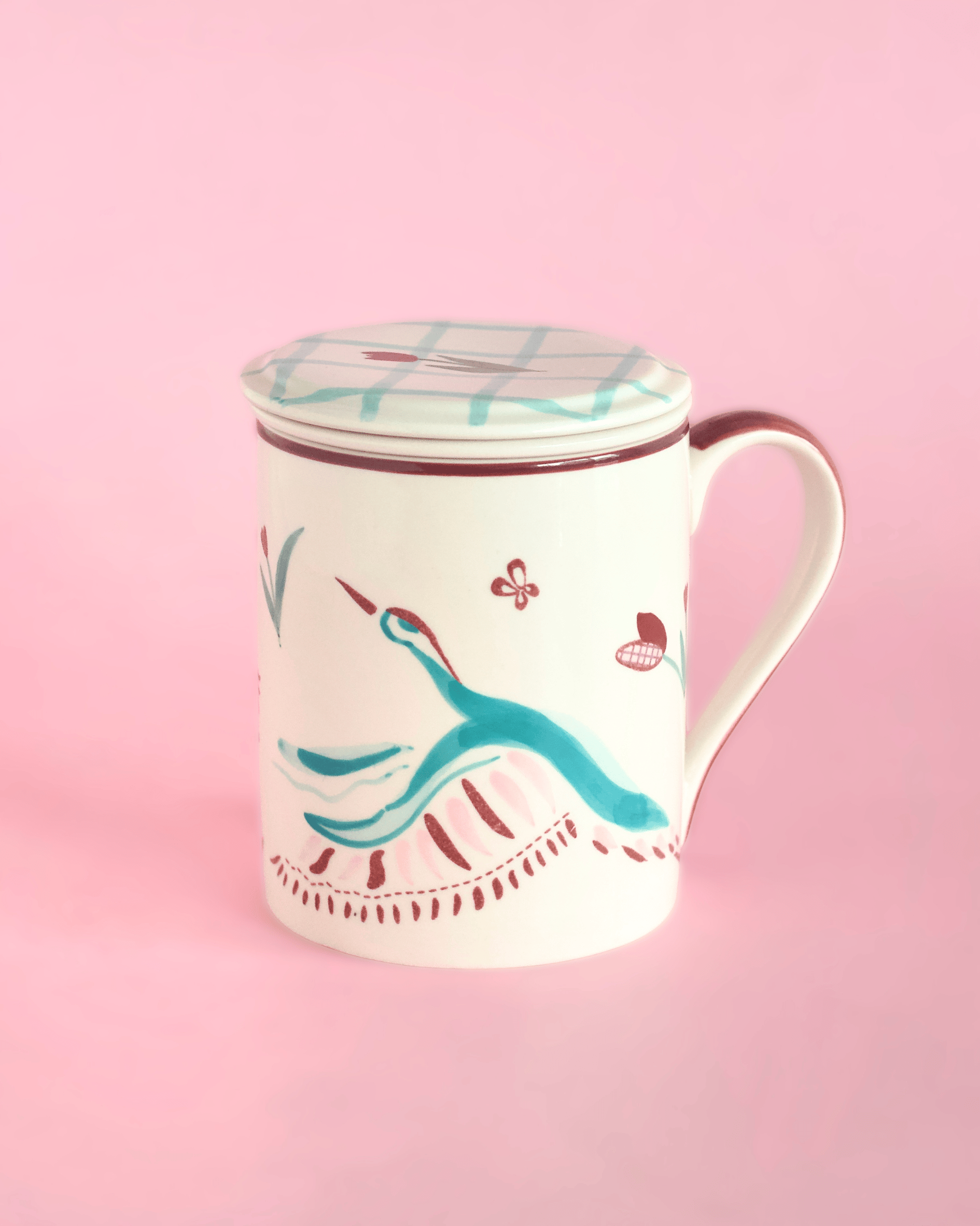 Skylark Handpainted Ceramic Infuser Mug with Lid 410 ml | The Wishing Chair
