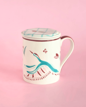 Skylark Handpainted Ceramic Infuser Mug with Lid 410 ml