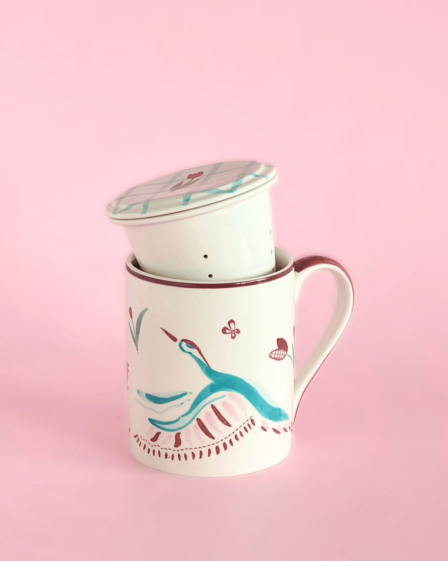 Skylark Handpainted Ceramic Infuser Mug with Lid 410 ml | The Wishing Chair