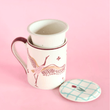 Skylark Handpainted Ceramic Infuser Mug with Lid 410 ml | The Wishing Chair