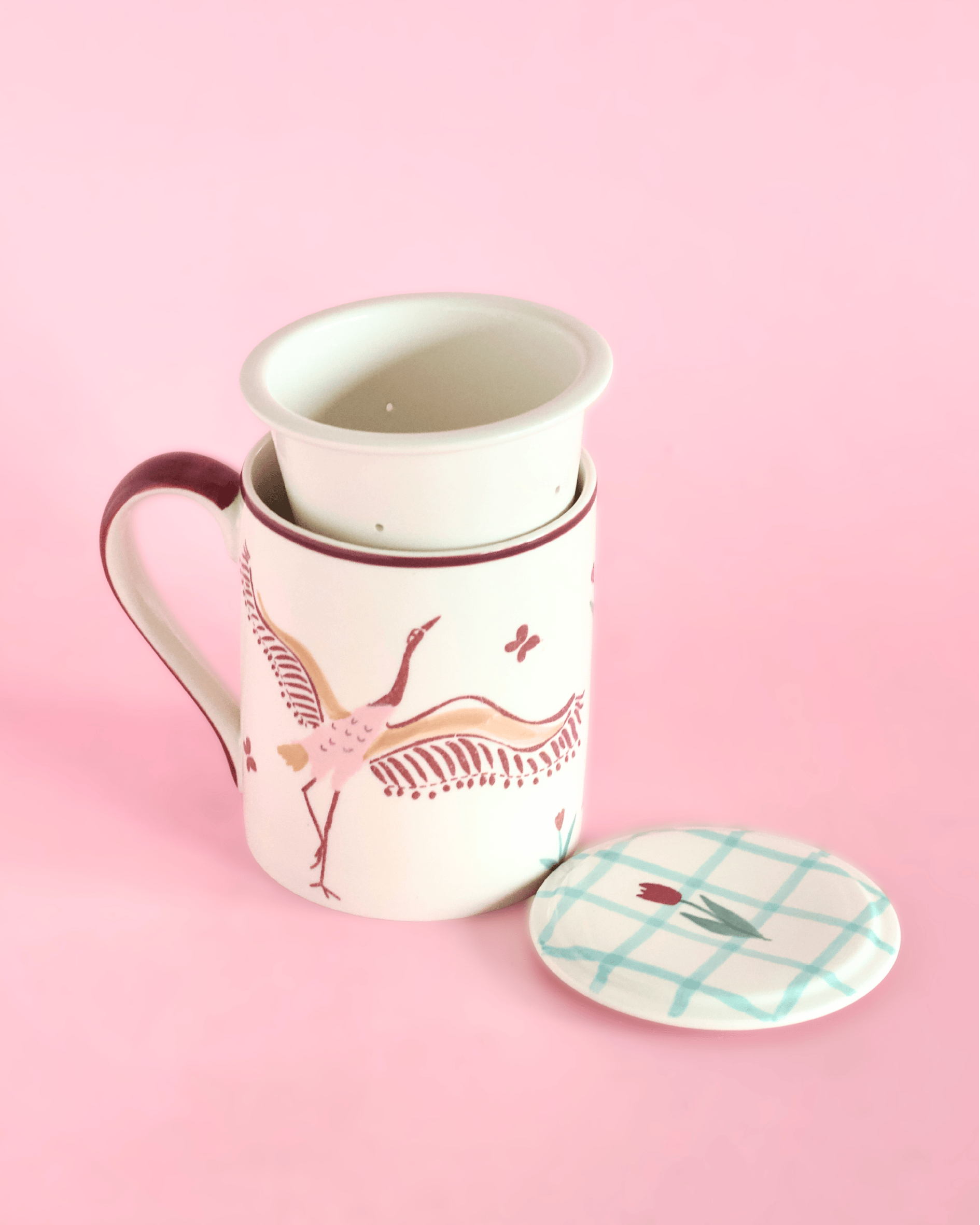 Skylark Handpainted Ceramic Infuser Mug with Lid 410 ml | The Wishing Chair