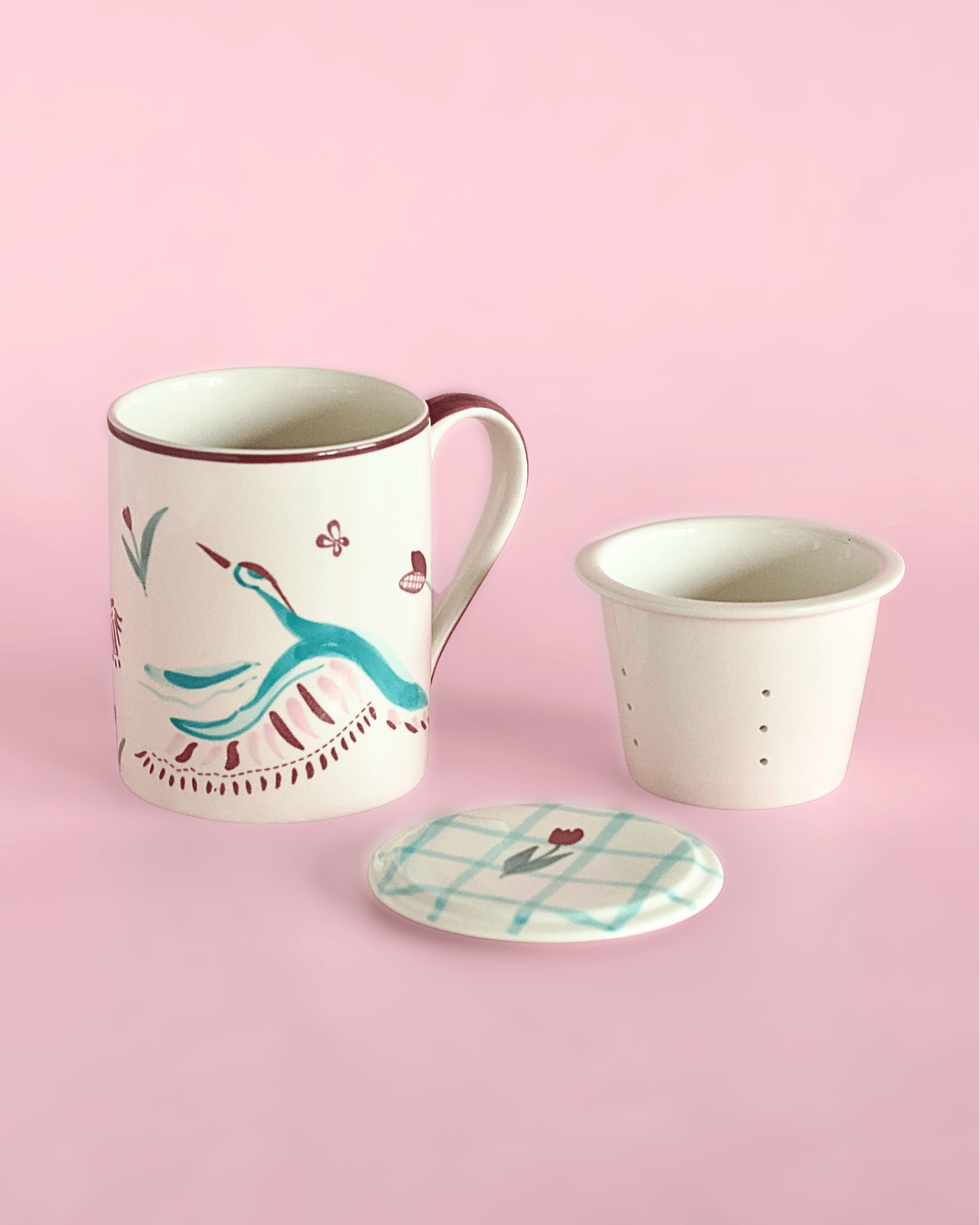 Skylark Handpainted Ceramic Infuser Mug with Lid 410 ml | The Wishing Chair