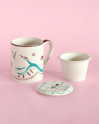 Skylark Handpainted Ceramic Infuser Mug with Lid 410 ml