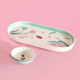 Skylark Handpainted Ceramic Oval Platter & Nutbowl