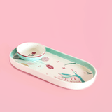 Skylark Handpainted Ceramic Oval Platter & Nutbowl
