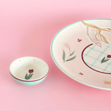 Skylark Handpainted Ceramic Round Plate & Nutbowl