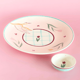 Skylark Handpainted Ceramic Round Plate & Nutbowl