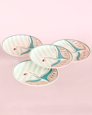 Skylark Handpainted Ceramic Round Plate - Set of 4