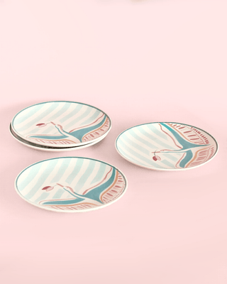Skylark Handpainted Ceramic Round Plate - Set of 4