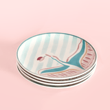 Skylark Handpainted Ceramic Round Plate - Set of 4
