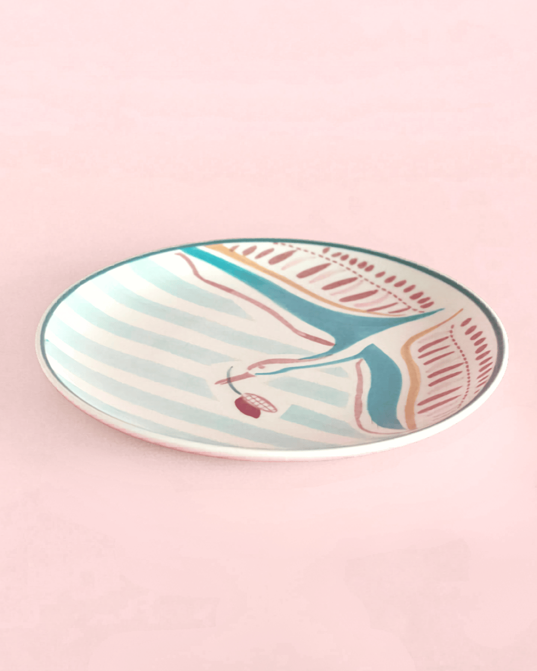 Skylark Handpainted Ceramic Round Plate - Set of 4