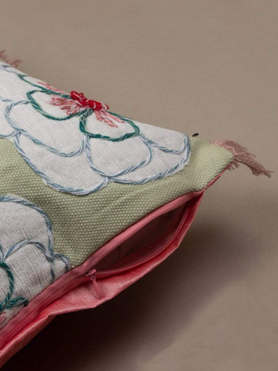 Soft furnishings Alice Hand Embroidered Cushion Cover- Mint Green