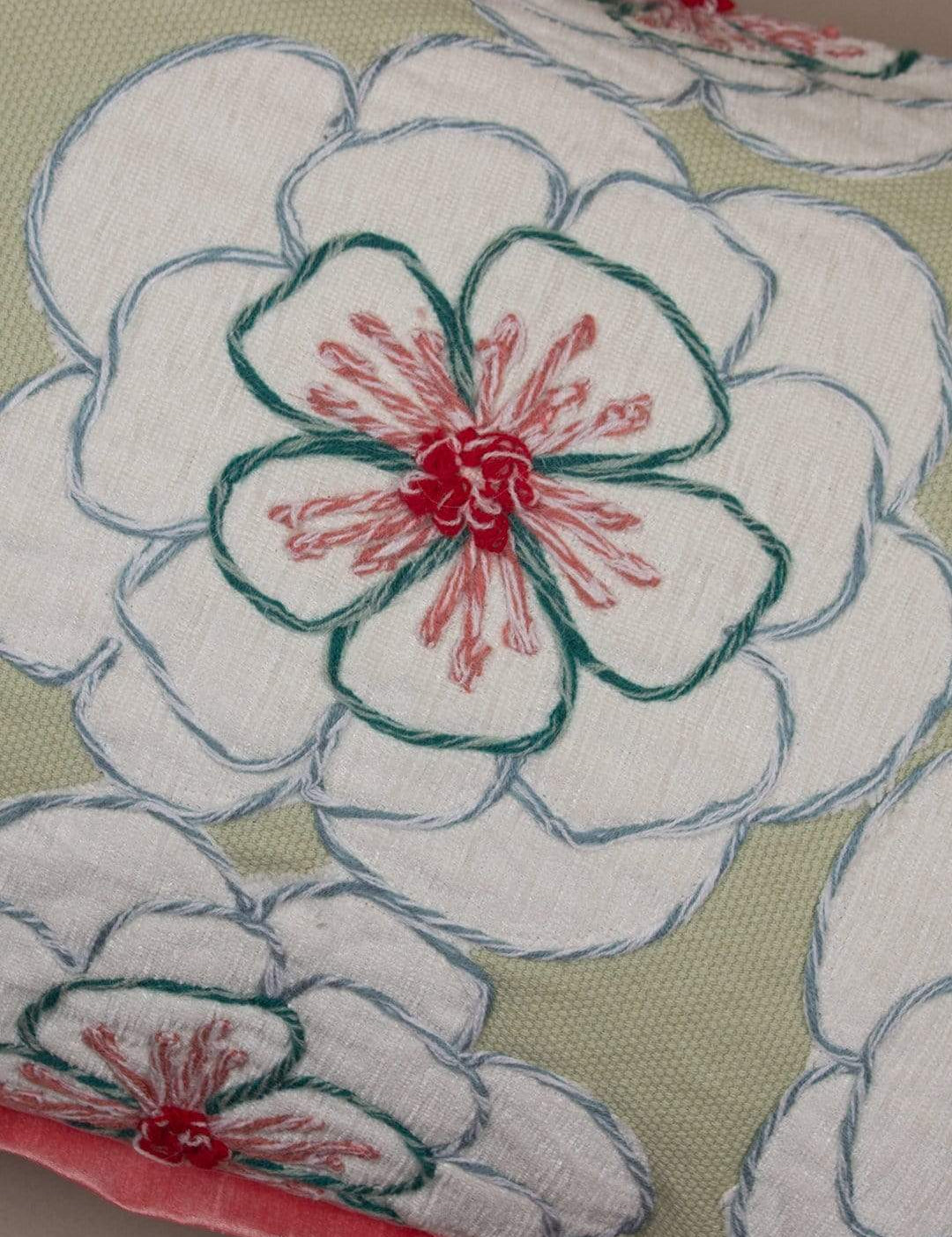 Soft furnishings Alice Hand Embroidered Cushion Cover- Mint Green