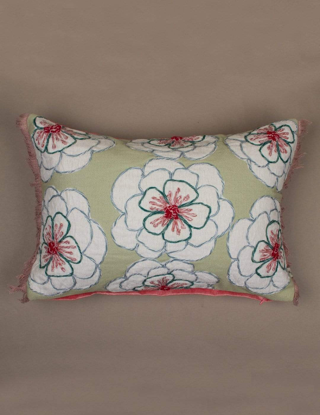 Soft furnishings Alice Hand Embroidered Cushion Cover- Mint Green