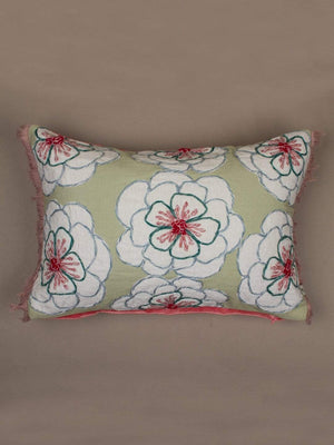 Soft furnishings Alice Hand Embroidered Cushion Cover- Mint Green