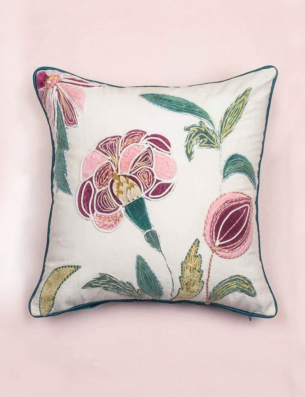 Soft furnishings Jacobean Rose Embroidered Cushion Cover