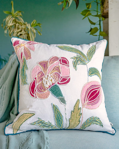 Soft furnishings Jacobean Rose Embroidered Cushion Cover