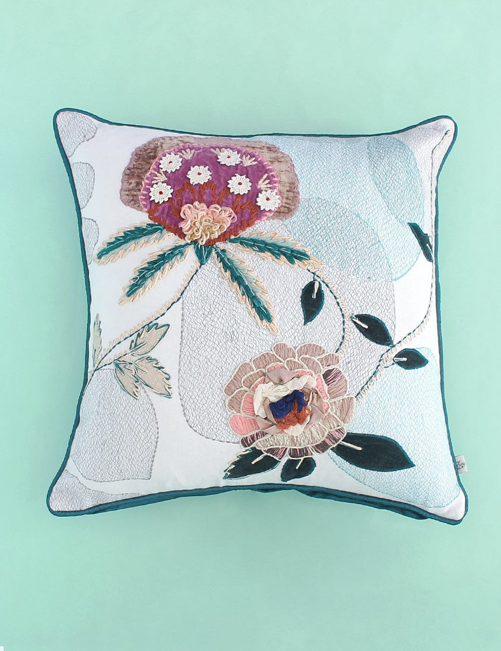 Soft furnishings Pink Petals Embroidered Cushion Cover