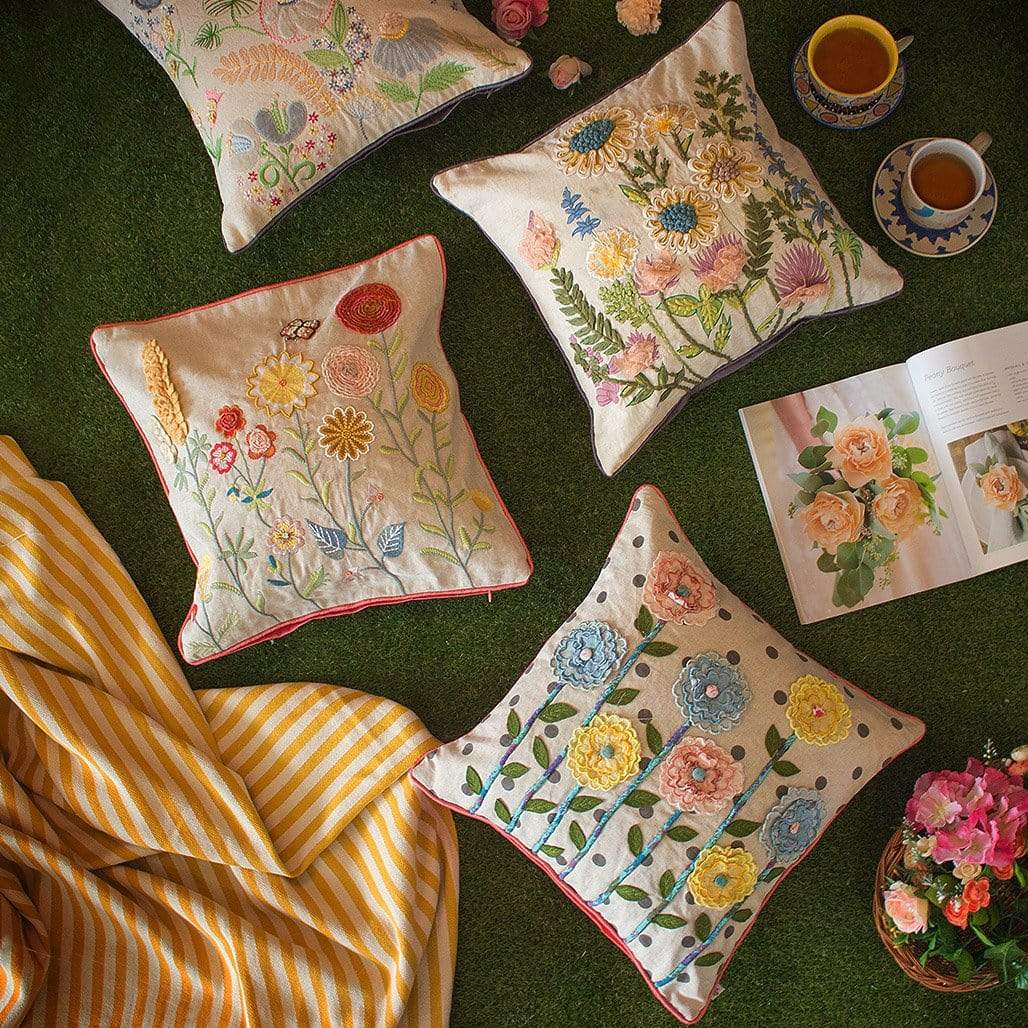 Soft furnishings Ranunculus Embroidered Cushion Cover